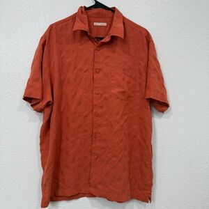 Age of Wisdom Mens Orange Textured Short Sleeve Button Up Shirt XL‎